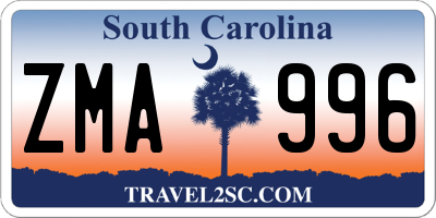SC license plate ZMA996