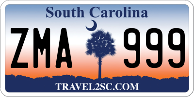 SC license plate ZMA999