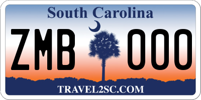 SC license plate ZMB000