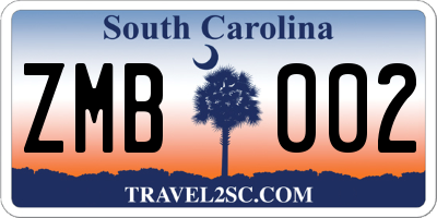 SC license plate ZMB002