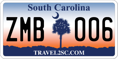 SC license plate ZMB006