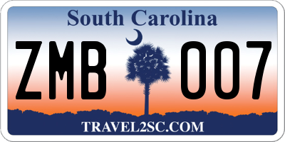 SC license plate ZMB007