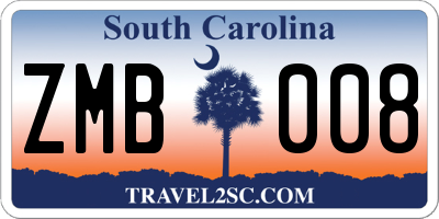 SC license plate ZMB008