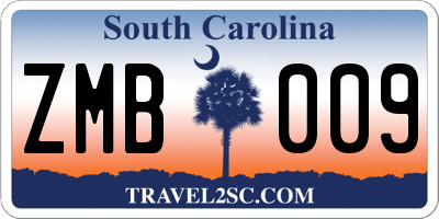 SC license plate ZMB009