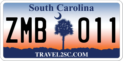 SC license plate ZMB011