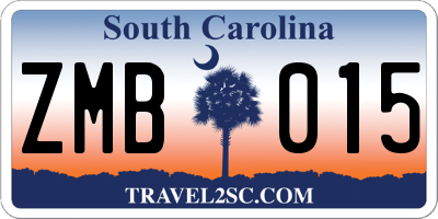 SC license plate ZMB015