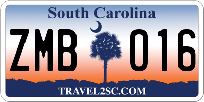 SC license plate ZMB016