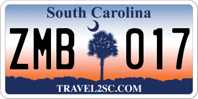 SC license plate ZMB017