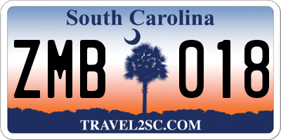 SC license plate ZMB018
