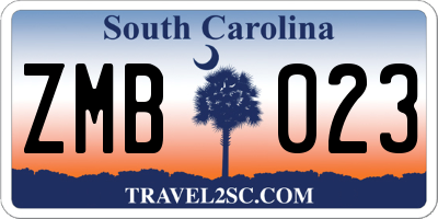 SC license plate ZMB023