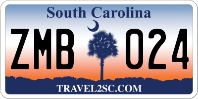 SC license plate ZMB024