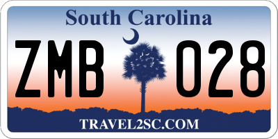 SC license plate ZMB028