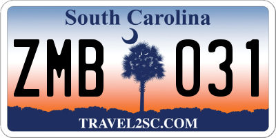 SC license plate ZMB031
