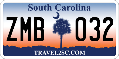SC license plate ZMB032