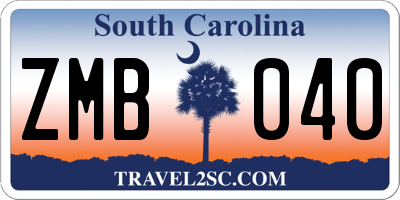 SC license plate ZMB040
