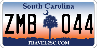 SC license plate ZMB044