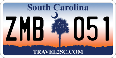 SC license plate ZMB051