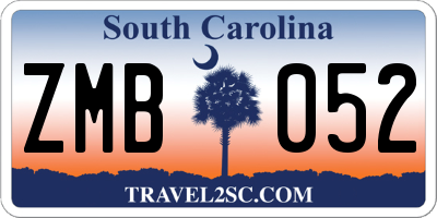 SC license plate ZMB052