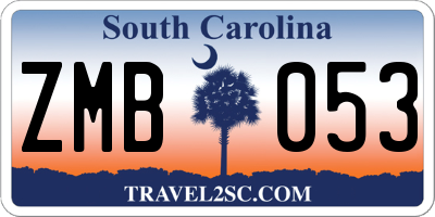 SC license plate ZMB053