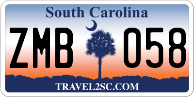 SC license plate ZMB058