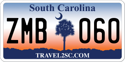 SC license plate ZMB060