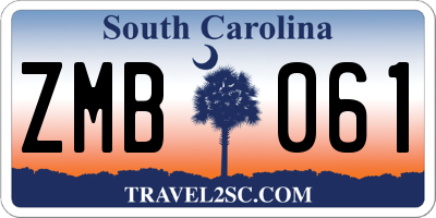SC license plate ZMB061