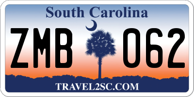 SC license plate ZMB062