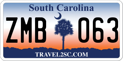 SC license plate ZMB063