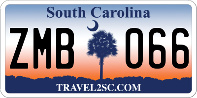 SC license plate ZMB066