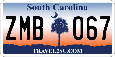 SC license plate ZMB067