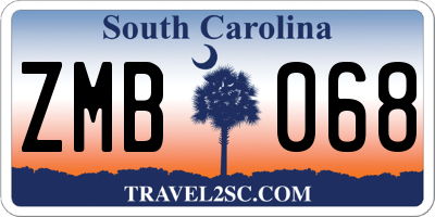 SC license plate ZMB068