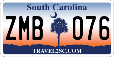 SC license plate ZMB076