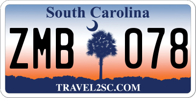 SC license plate ZMB078