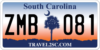 SC license plate ZMB081