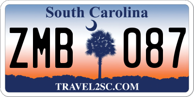 SC license plate ZMB087