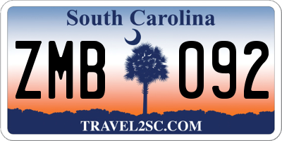 SC license plate ZMB092