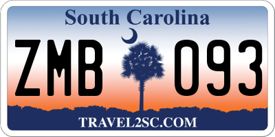 SC license plate ZMB093