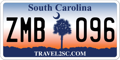 SC license plate ZMB096