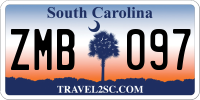 SC license plate ZMB097