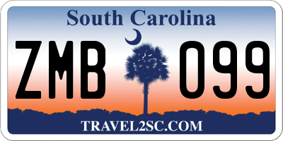 SC license plate ZMB099