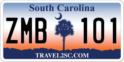 SC license plate ZMB101