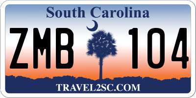 SC license plate ZMB104