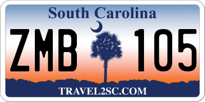 SC license plate ZMB105