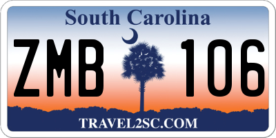 SC license plate ZMB106