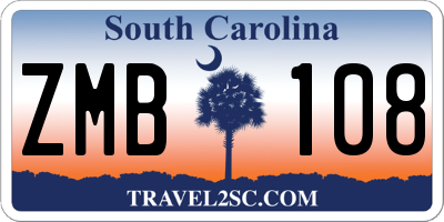 SC license plate ZMB108