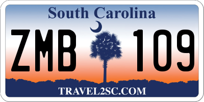 SC license plate ZMB109