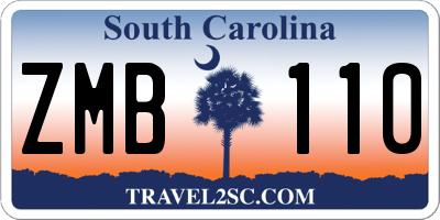 SC license plate ZMB110