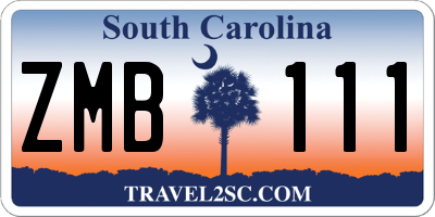 SC license plate ZMB111