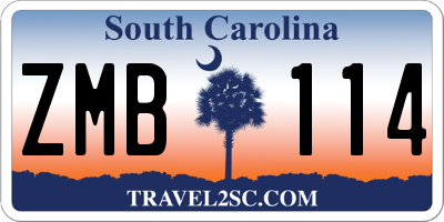 SC license plate ZMB114