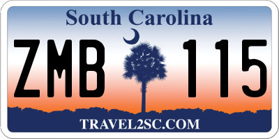 SC license plate ZMB115